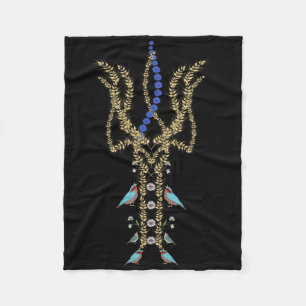 Ukrainian Trysub Retro Spikelets Birds Ukraine Vys Fleece Blanket