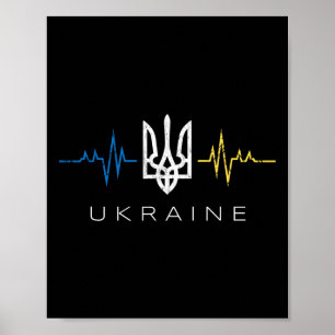 Ukrainian Tryzub Flag Heartbeat - Ukraine Trident  Poster