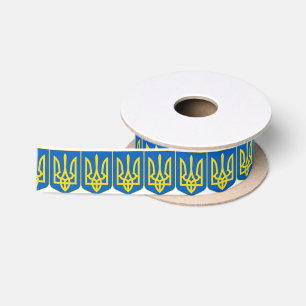 Ukrainian Tryzub Satin Ribbon