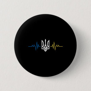 Ukrainian Tryzub Symbol On The Chest - Ukraine Tri 2 Inch Round Button