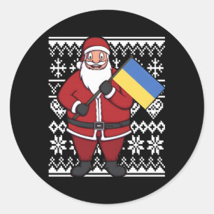 Ukrainian Ukraine Flag Santa Classic Round Sticker