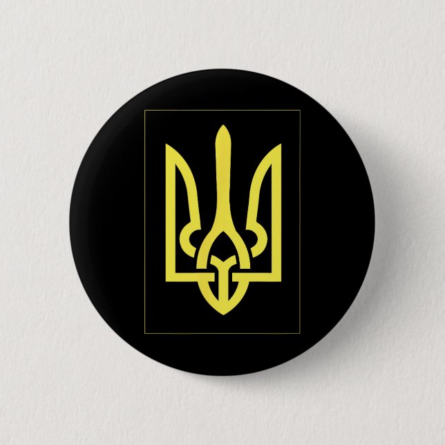 Ukrainian Ukraine Trident  2 Inch Round Button (Front)