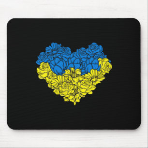 Ukrainian Ukrainian Ukrainian Flag Flower Heart Mouse Pad