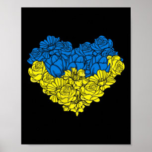 Ukrainian Ukrainian Ukrainian Flag Flower Heart Poster