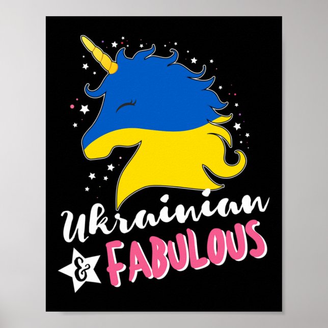 Ukrainian Unicorn Ukraine Flag  Poster (Front)