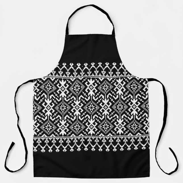 Ukrainian Vyshyvanka: Ethnic Ornament Fusion Apron (Front)