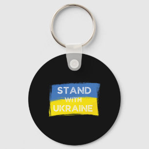Ukrainian Yellow Blue Flag With Slogan Stand With Keychain