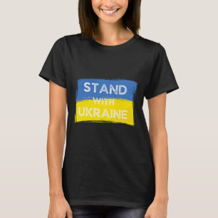 Ukrainian Yellow Blue Flag With Slogan Stand With T-Shirt