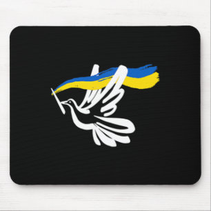 Ukrainian Yellow Blue Flag With White Dove Support Mouse Pad