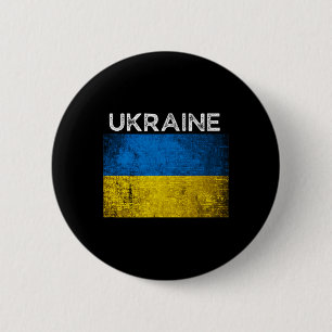 Ukrainian Yellow Blue Flag With Word Ukraine Distr 2 Inch Round Button