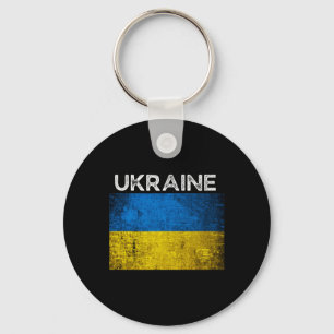 Ukrainian Yellow Blue Flag With Word Ukraine Distr Keychain