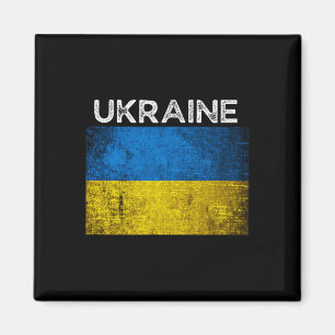 Ukrainian Yellow Blue Flag With Word Ukraine Distr Magnet