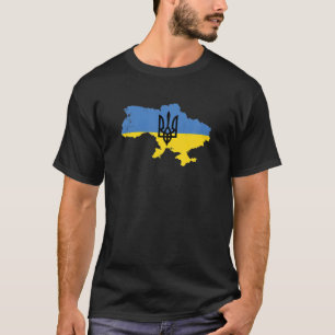 Ukrainian Yellow Blue Map Flag, Symbol Of Supporti T-Shirt