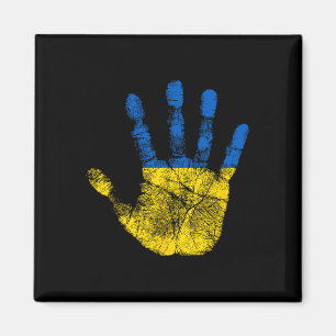 Ukranian Flag Hand Print Symbol Vintage Style Magnet