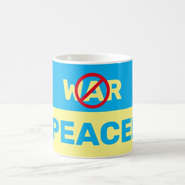 Ukranian flag with make peace not war! coffee mug (Center)