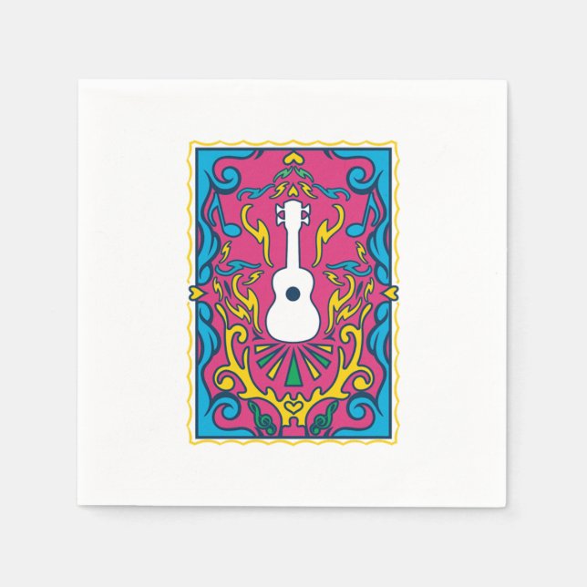 Ukulele Beach Hawaii Instrument Party Music Gift Napkin (Front)