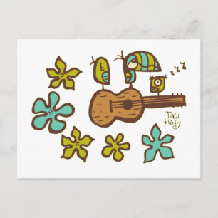Ukulele Birds by Tiki tOny Postcard