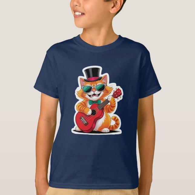 Ukulele Cat Serenade T-Shirt (Front)
