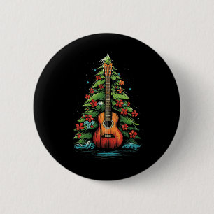 Ukulele Christmas Music Graphic Tees For Men Women 2 Inch Round Button