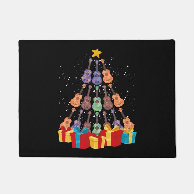 Ukulele Christmas Tree Merry Xmas Musical Doormat (Front)