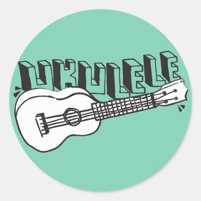Ukulele Classic Round Sticker (Front)