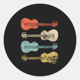 Ukulele Colourful Eapple Hawaiian Uke Classic Round Sticker