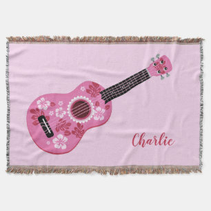 Ukulele custom name throw blanket