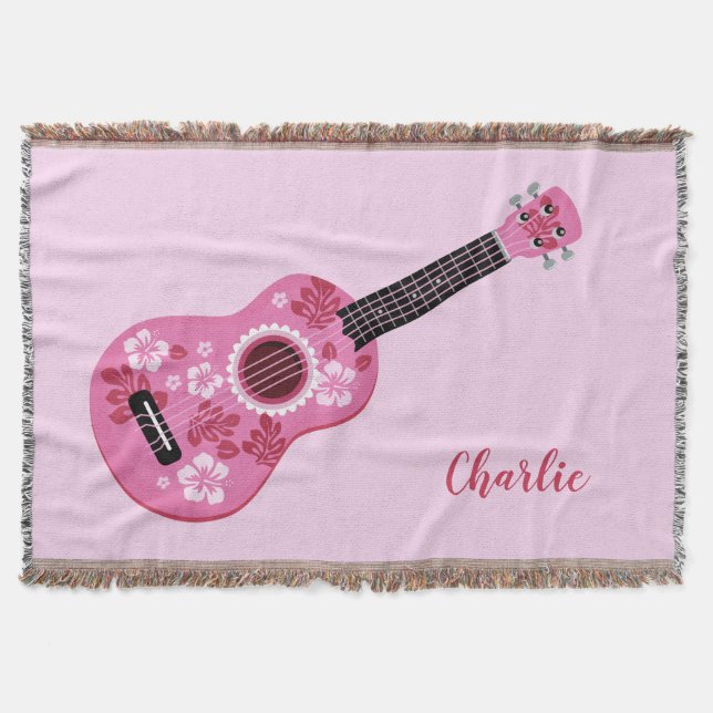 Ukulele custom name throw blanket (Front)