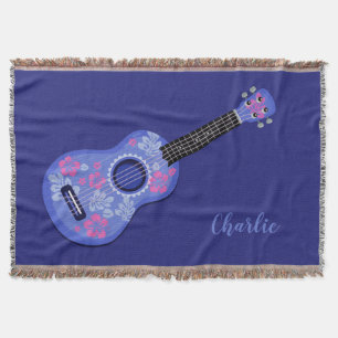 Ukulele custom name throw blanket