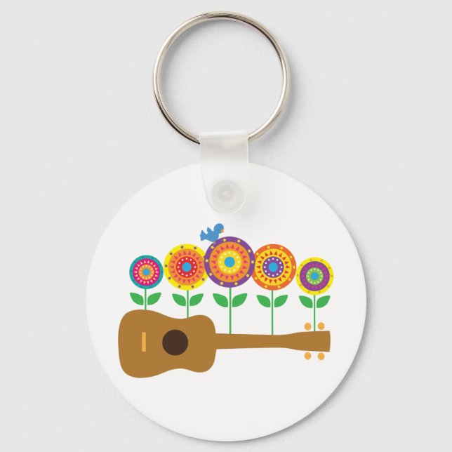Ukulele Flowers Keychain (Front)