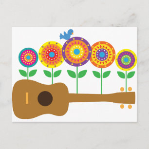 Ukulele Flowers Postcard