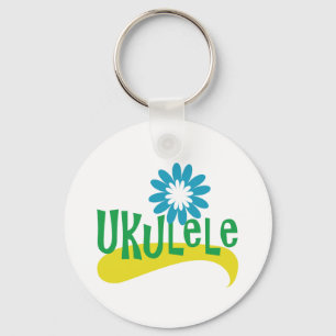 Ukulele Fun Colourful Flower Keychain