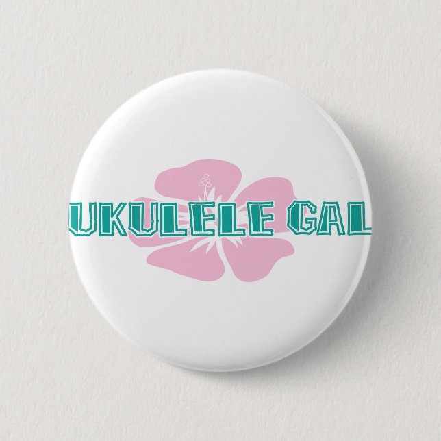 Ukulele Gal 2 Inch Round Button (Front)