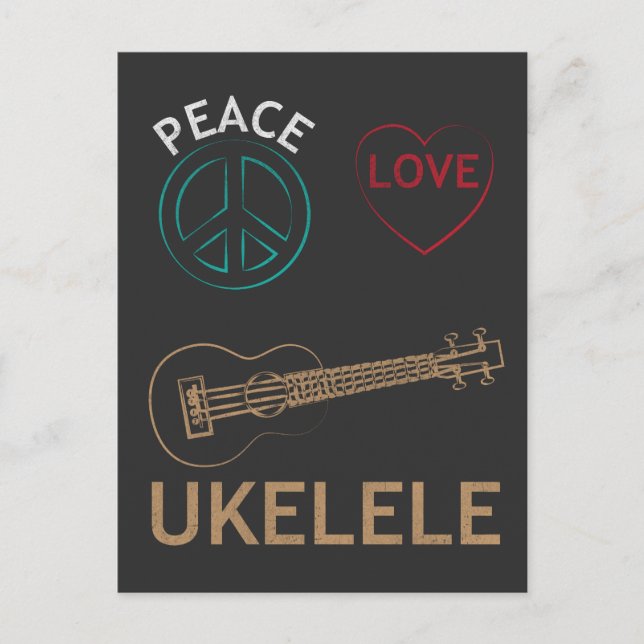 Ukulele Gift- Peace Love Ukelele Uke Love Postcard (Front)