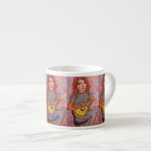 ukulele girl art espresso cup