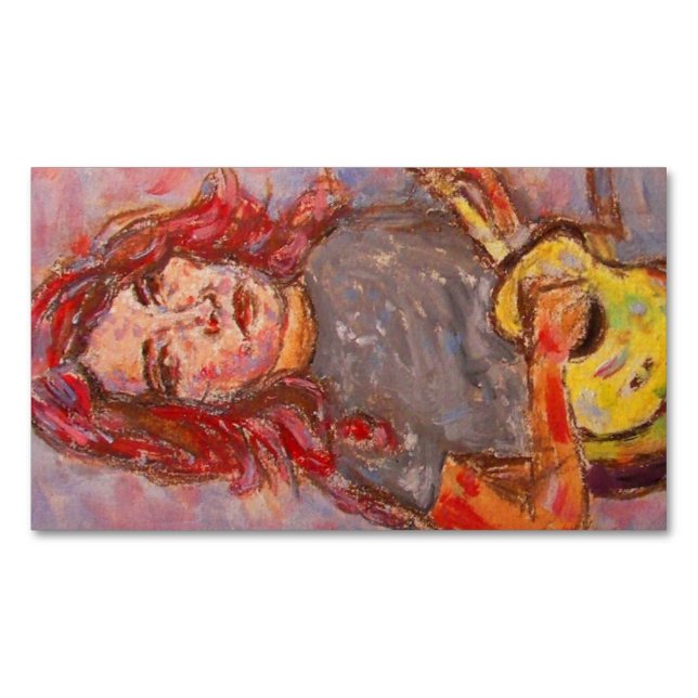Ukulele Girl Magnetic Business Card (Front)