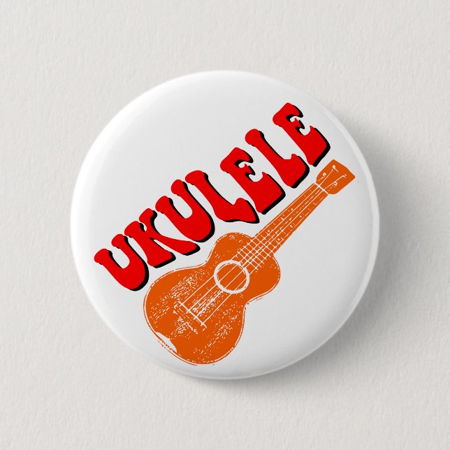 Ukulele Groovy Text Art 2 Inch Round Button (Front)