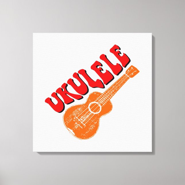 Ukulele Groovy Text Art Canvas Print (Front)