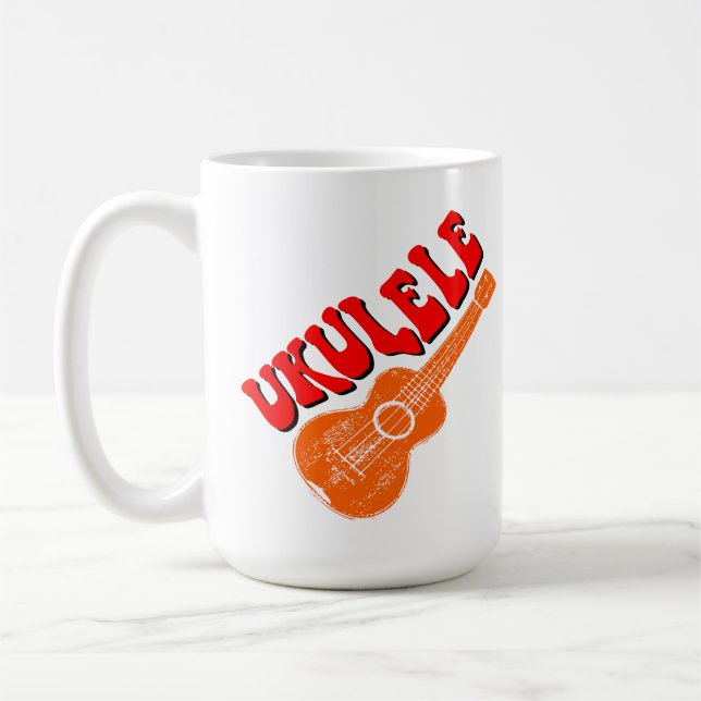 Ukulele Groovy Text Art Coffee Mug (Left)