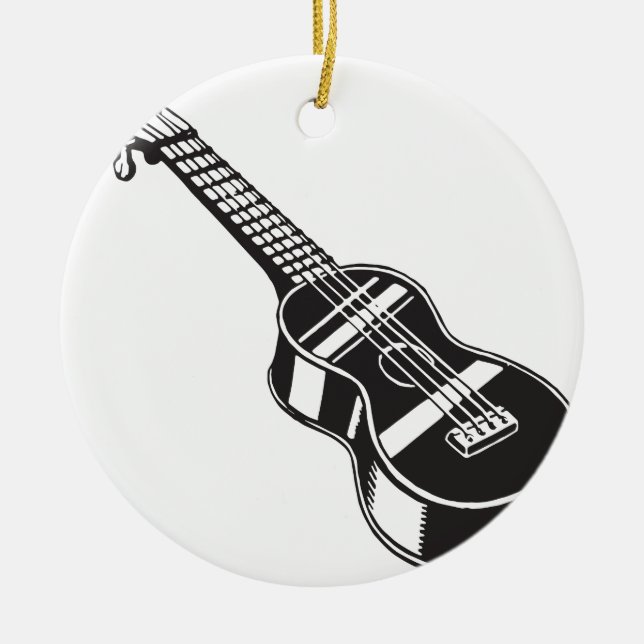 Ukulele Hawaian Instrument Cute Unique Guitar Hawa Ceramic Ornament (Front)