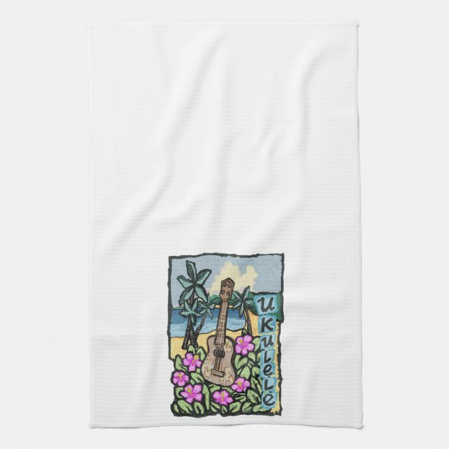 Ukulélé hawaïenne, serviette de cuisine (Vertical)