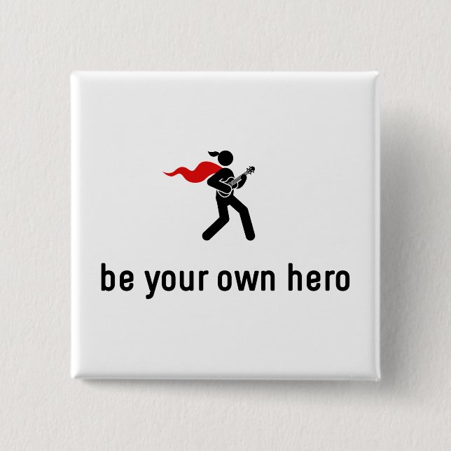 Ukulele Hero 2 Inch Square Button (Front)