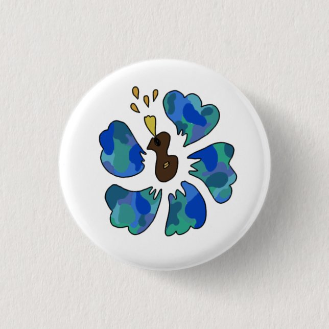 Ukulele hibiscus 1 inch round button (Front)