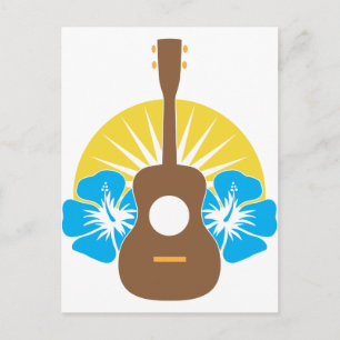 Ukulele Hibiscus Postcard
