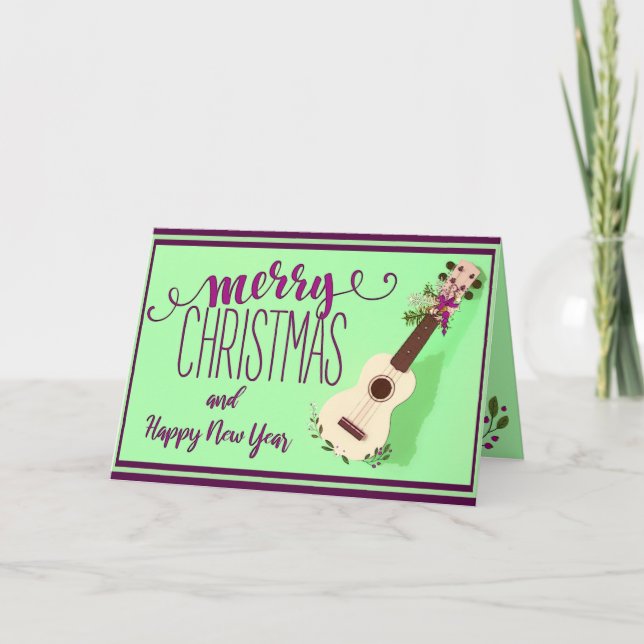 Ukulele Joyeux Noël et Bonne Année Carte (Devant)