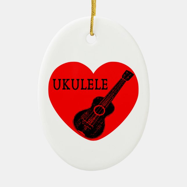 Ukulele Love Ceramic Ornament (Front)