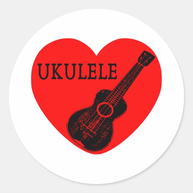 Ukulele Love Classic Round Sticker (Front)