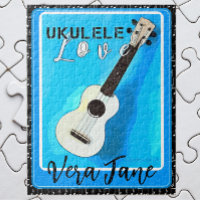 Ukulele Love Shades of Blue with Name