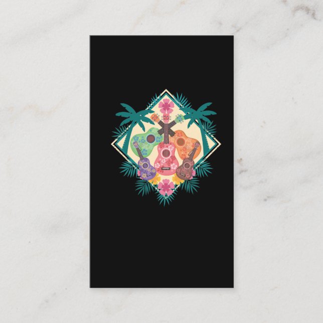 Ukulele Music Hawaii Tropical Holiday Aloha Business Card (Front)
