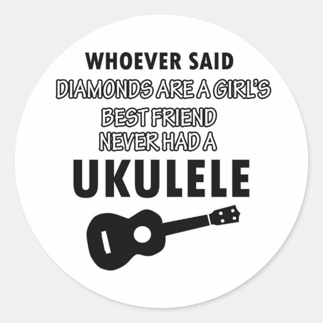 Ukulele musical instrument designs classic round sticker (Front)